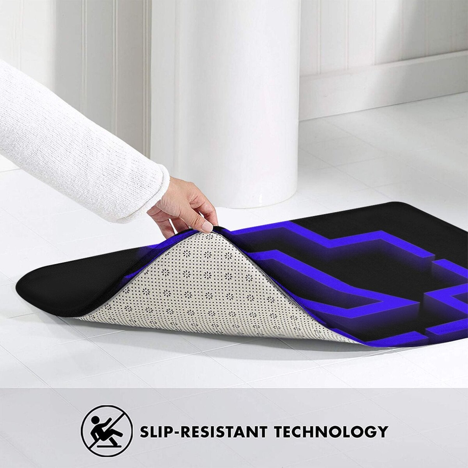 Yogʻilmaslik uchun mato koʻk va qora toʻgʻri burchakli, yashash xonasi, yotoqxona, ochiq havoda