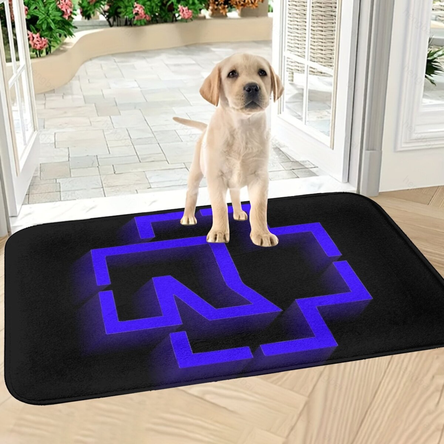 Yogʻilmaslik uchun mato koʻk va qora toʻgʻri burchakli, yashash xonasi, yotoqxona, ochiq havoda