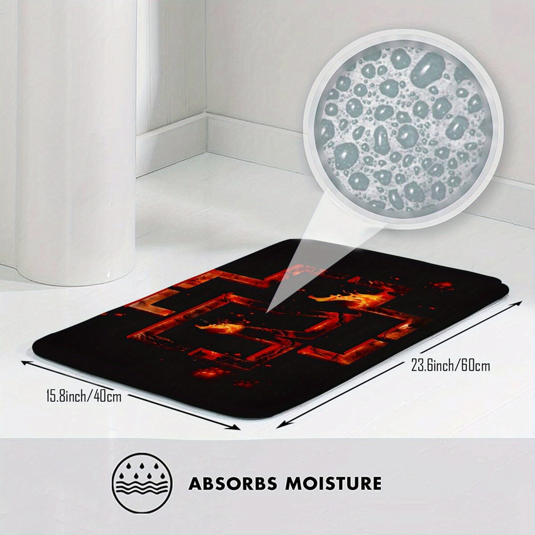 Однослойный коврик-камень для забивания, прямоугольный, из полиэстера, для ванной комнаты, кухни, прихожей