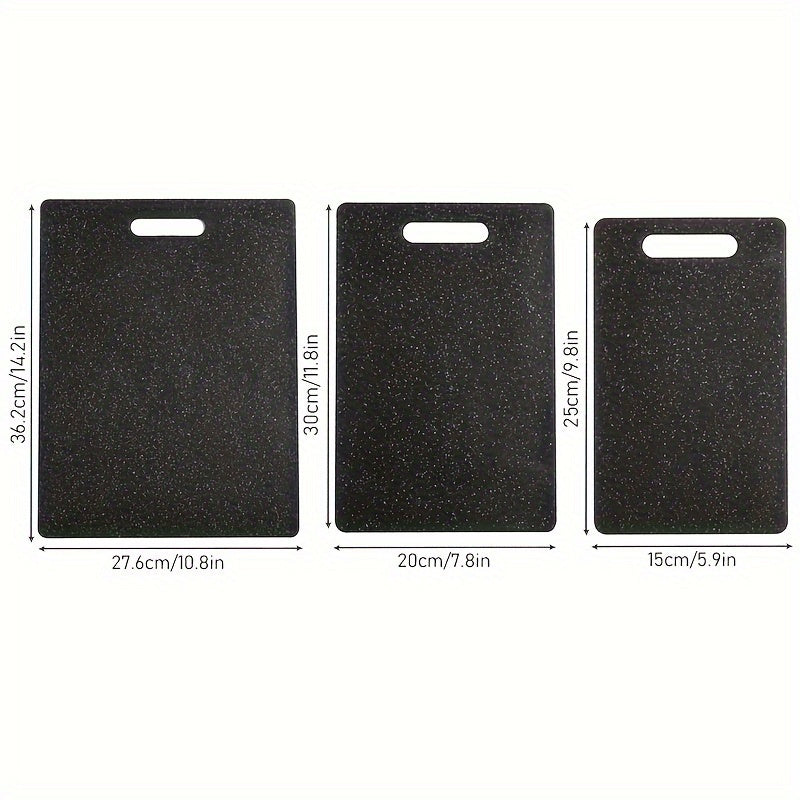 Set of 3 Plastic Cutting Boards with Handles for Meal Prep and Kitchen Use