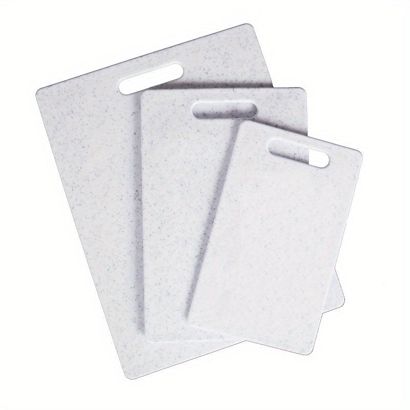 Set of 3 Plastic Cutting Boards with Handles for Meal Prep and Kitchen Use