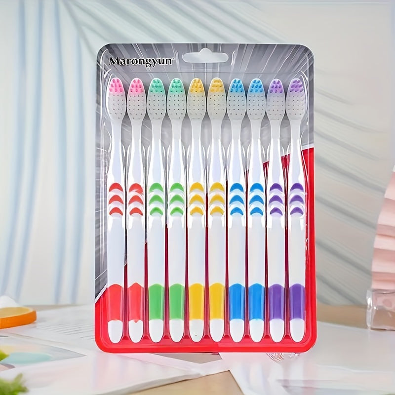 Set of 10 Adult Soft Bamboo Charcoal Nanofiber Toothbrushes Full Head Unscented