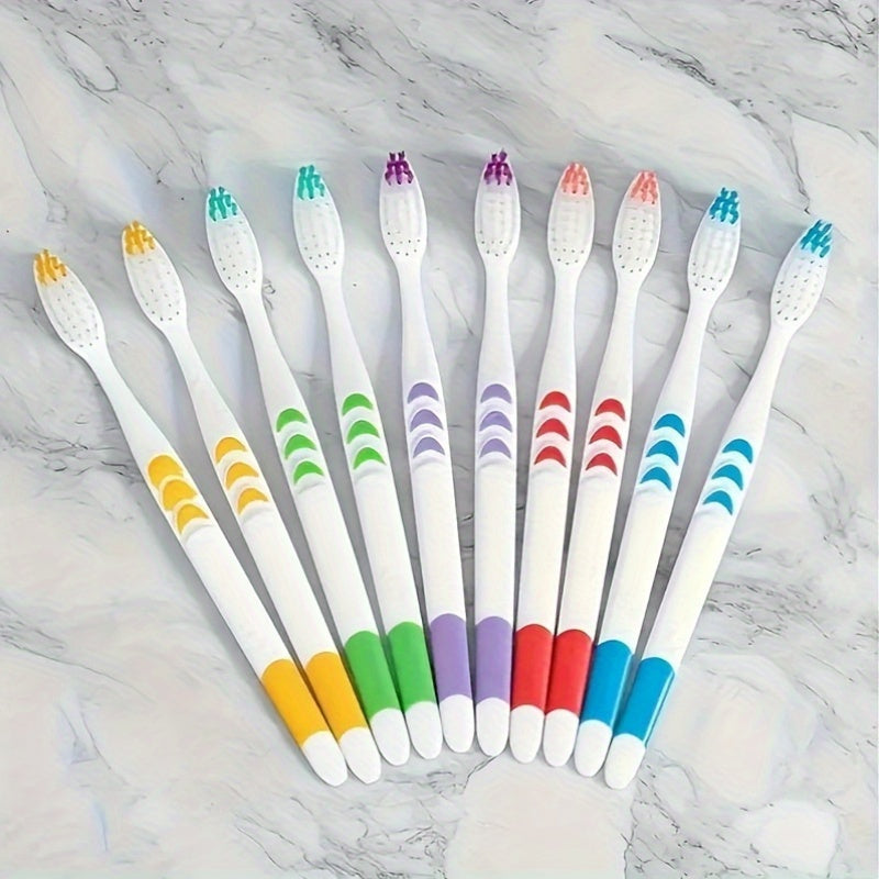 Set of 10 Adult Soft Bamboo Charcoal Nanofiber Toothbrushes Full Head Unscented