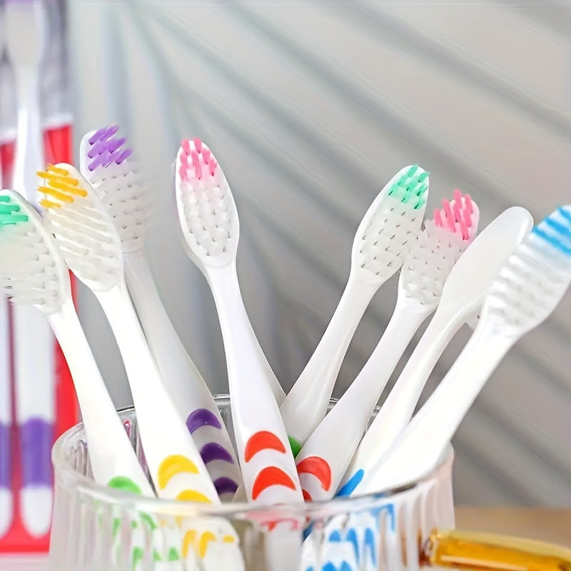 Set of 10 Adult Soft Bamboo Charcoal Nanofiber Toothbrushes Full Head Unscented