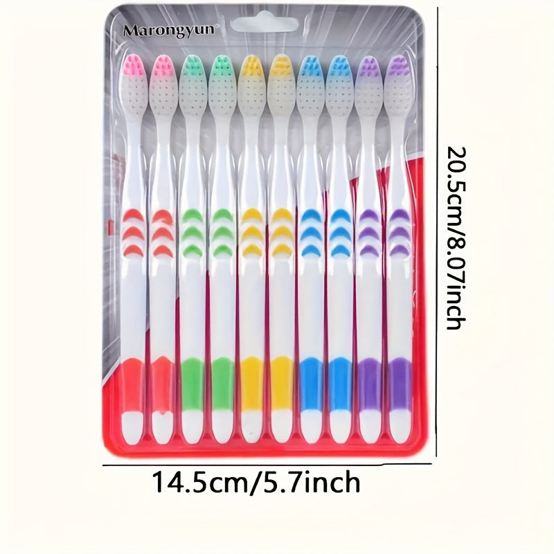 Set of 10 Adult Soft Bamboo Charcoal Nanofiber Toothbrushes Full Head Unscented