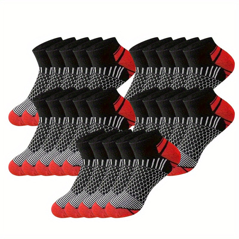 Men's Athletic Ankle Socks 60 Pairs Breathable Polyester Moisture-Wicking Non-Slip
