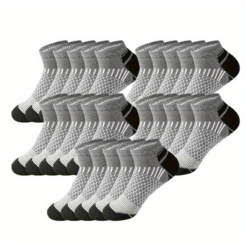 Мужские спортивные носки до щиколотки, 60 пар, дышащий полиэстер, отводящий влагу, нескользящие