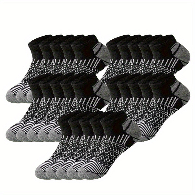 Men's Athletic Ankle Socks 60 Pairs Breathable Polyester Moisture-Wicking Non-Slip