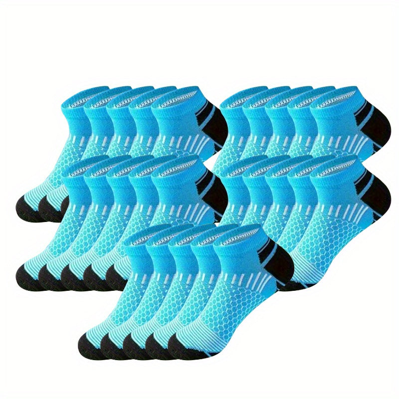 Men's Athletic Ankle Socks 60 Pairs Breathable Polyester Moisture-Wicking Non-Slip