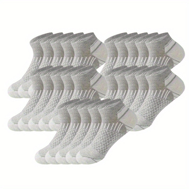 Men's Athletic Ankle Socks 60 Pairs Breathable Polyester Moisture-Wicking Non-Slip