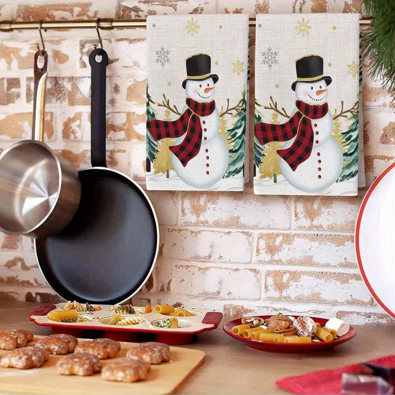 Christmas Kitchen Towels Set 18x66cm Snowflake Snowman Soft Quick Dry