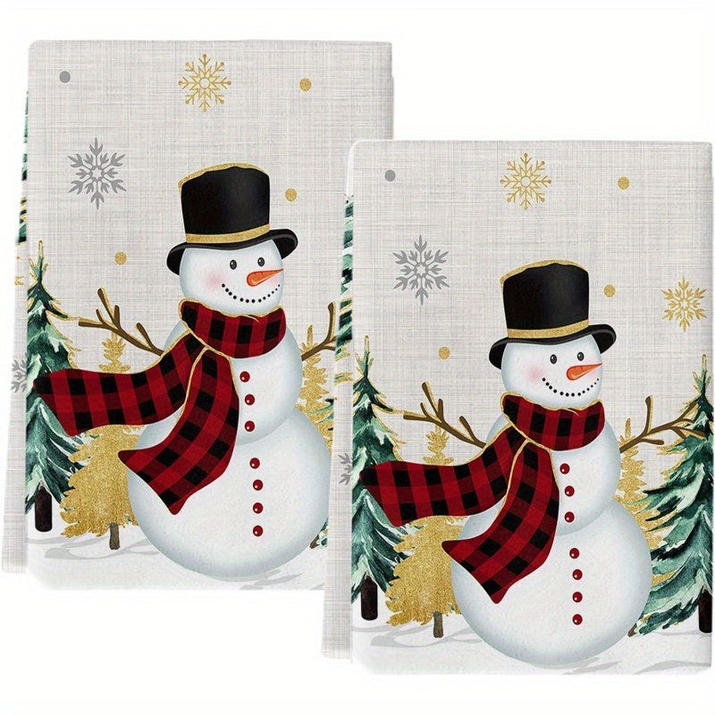 Christmas Kitchen Towels Set 18x66cm Snowflake Snowman Soft Quick Dry