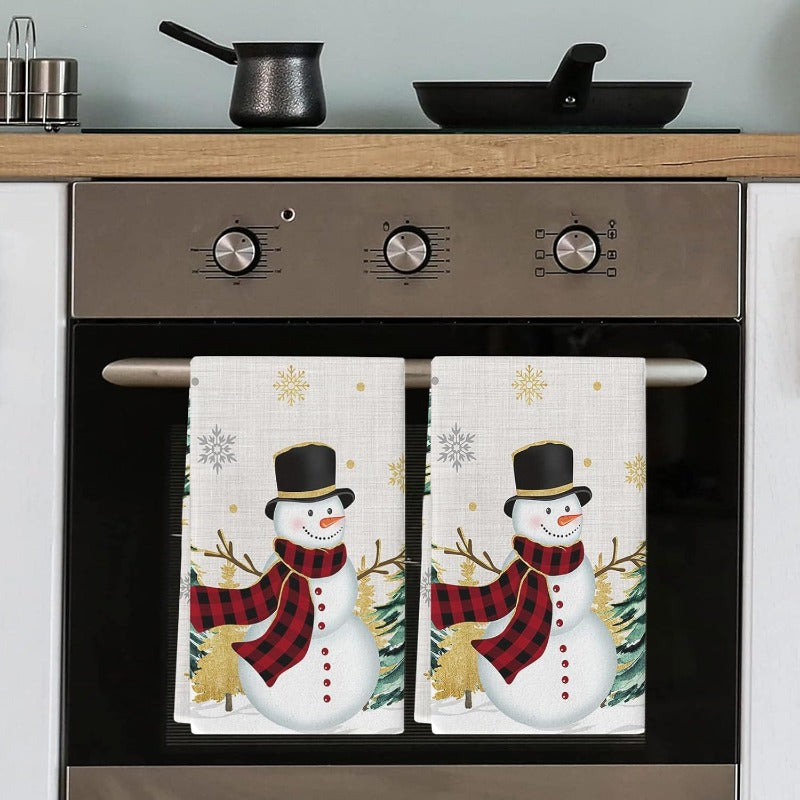 Christmas Kitchen Towels Set 18x66cm Snowflake Snowman Soft Quick Dry