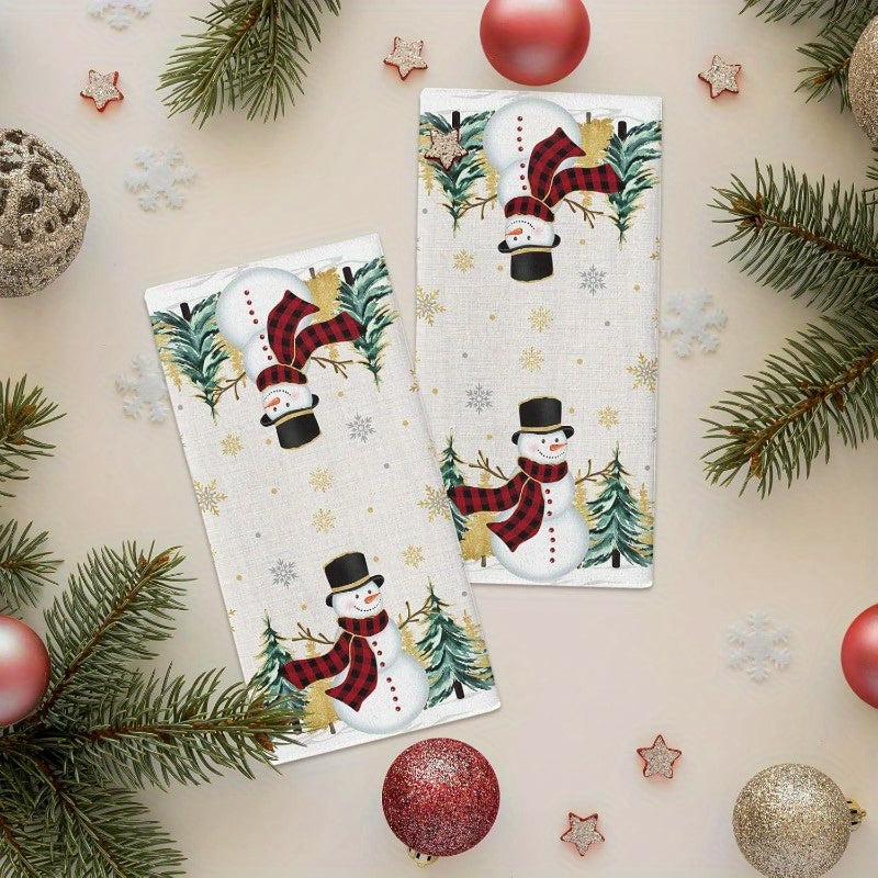 Christmas Kitchen Towels Set 18x66cm Snowflake Snowman Soft Quick Dry