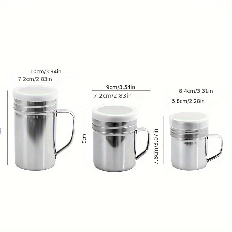 Надежный кухонный аксессуар: многоразовый shaker из нержавеющей стали для сахарной пудры и какао - многофункциональный сетчатый диспенсер для выпечки и напитков