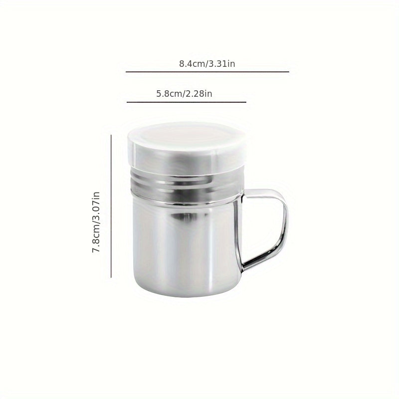 Надежный кухонный аксессуар: многоразовый shaker из нержавеющей стали для сахарной пудры и какао - многофункциональный сетчатый диспенсер для выпечки и напитков