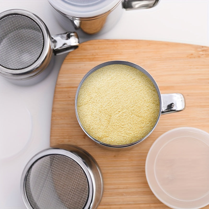 Надежный кухонный аксессуар: многоразовый shaker из нержавеющей стали для сахарной пудры и какао - многофункциональный сетчатый диспенсер для выпечки и напитков