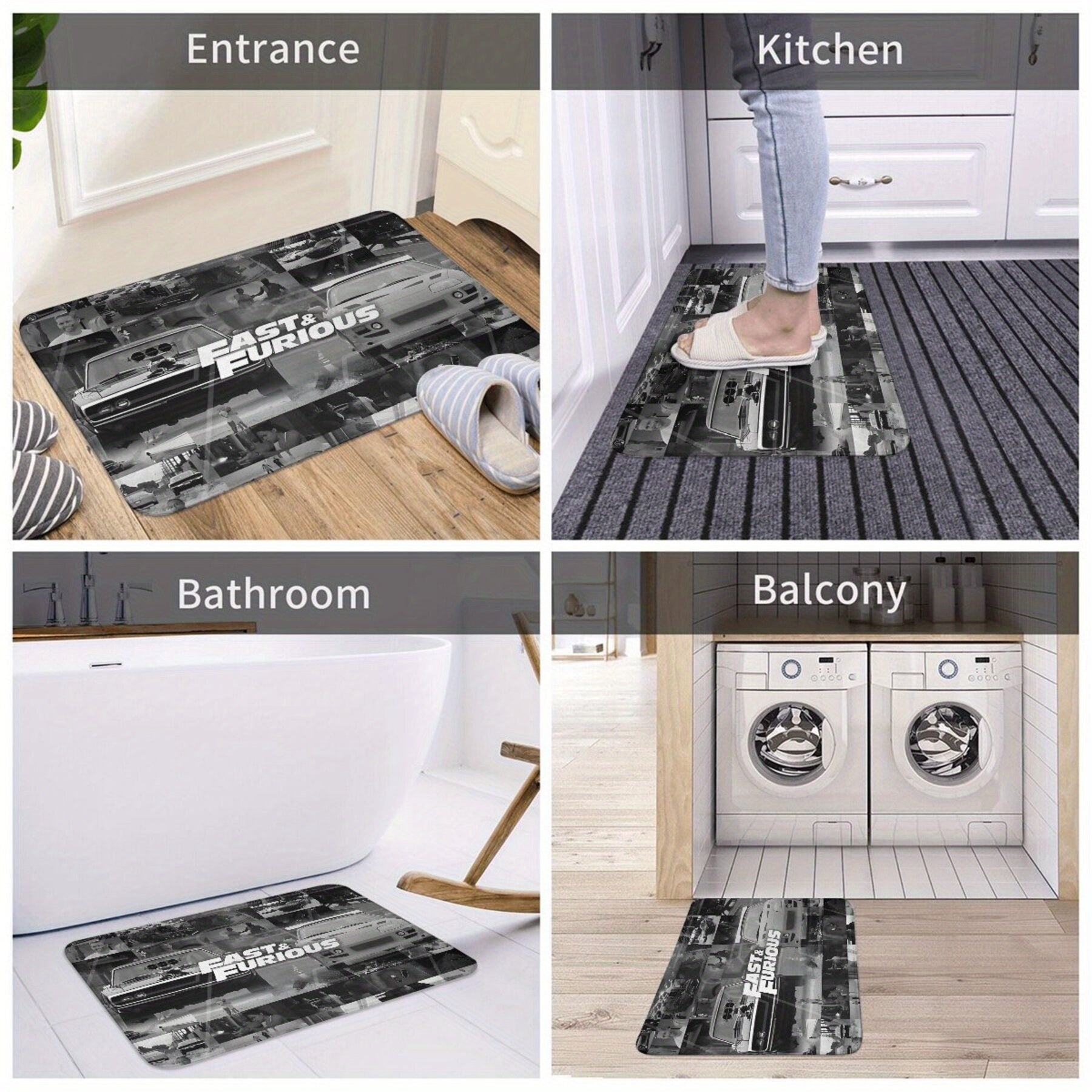 "Yuz bermaydigan Fast & Furious filmiga oid doormat, yashash xonasi, yo'l, uy uchun Rojdestvo bezaklari - Mashinada yuvish mumkin, yengil - 2.16m² dan katta yoki eng uzun tomoni 1.8M dan uzun joylar uchun mos"