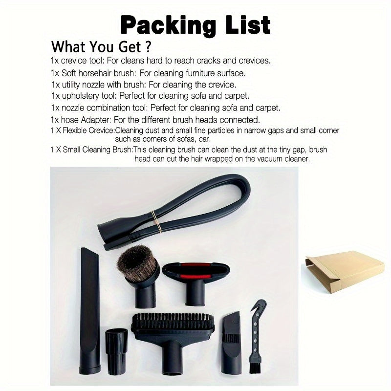 7-chiqishli vakuum qo'shimcha to'plami 32mm va 35mm shlanglar uchun, pol cho'tkasi, bo'shliq asbobi