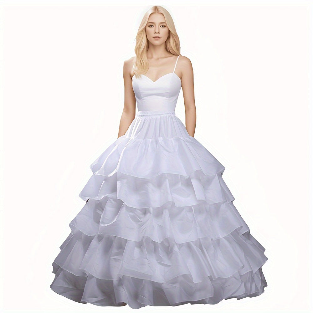 Women's Crinoline Petticoat with 4 Hoops and 5 Ruffle Layers for Wedding and Formal Wear