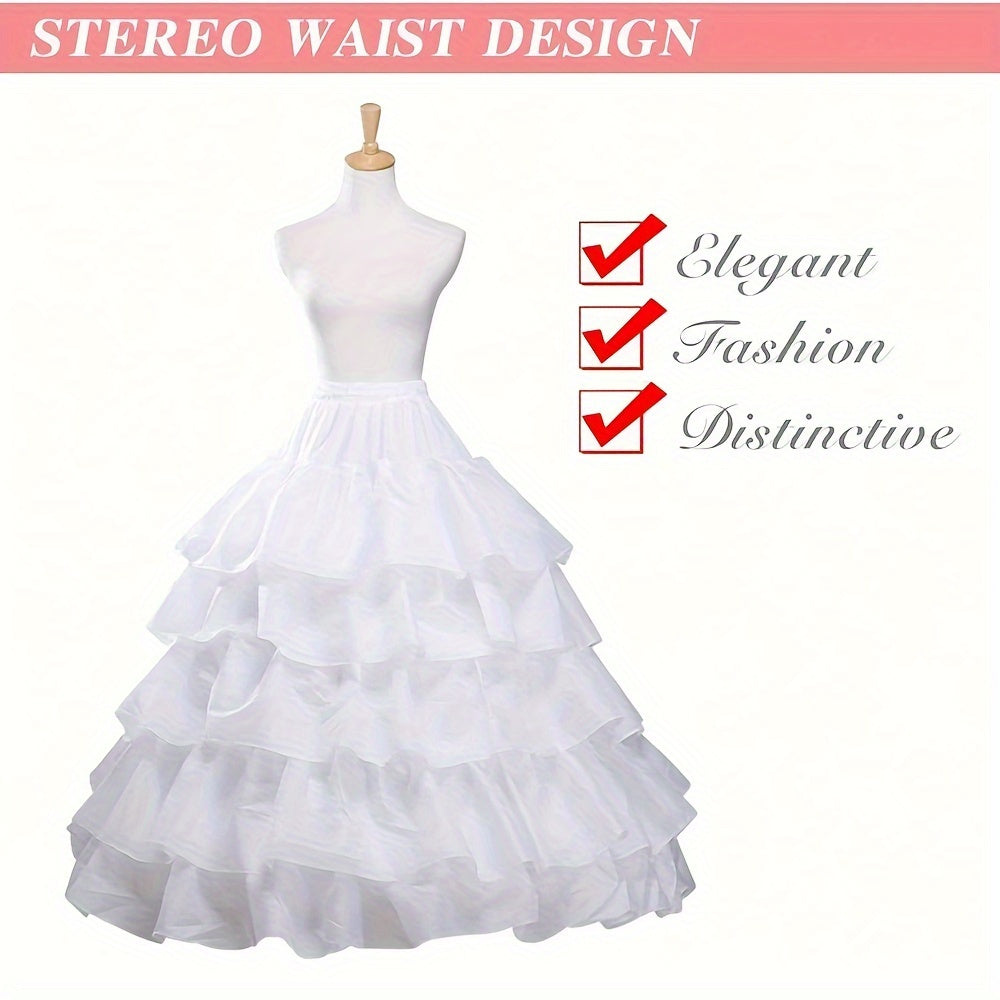 Women's Crinoline Petticoat with 4 Hoops and 5 Ruffle Layers for Wedding and Formal Wear