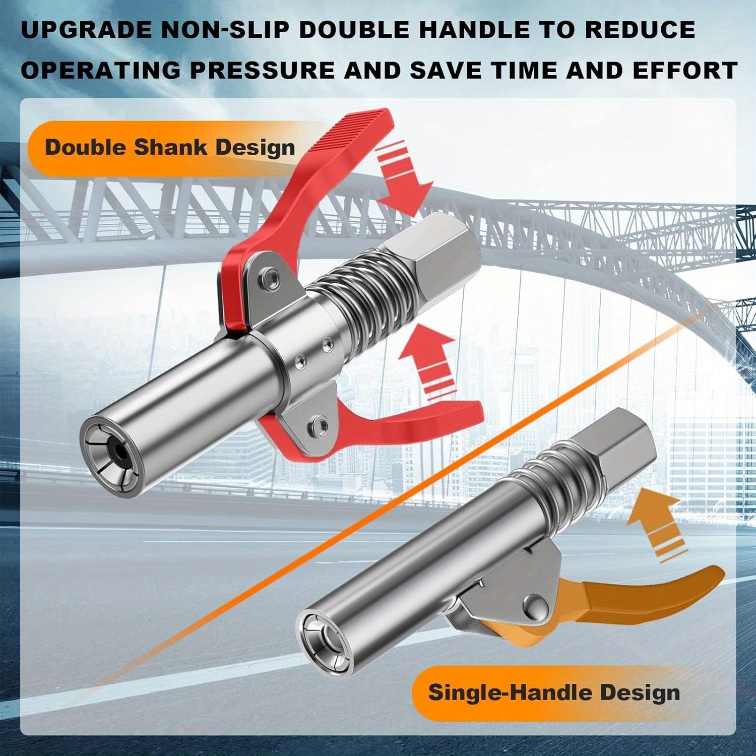 Stainless Steel Grease Gun Adapter Kit High-Pressure Nozzle Connector