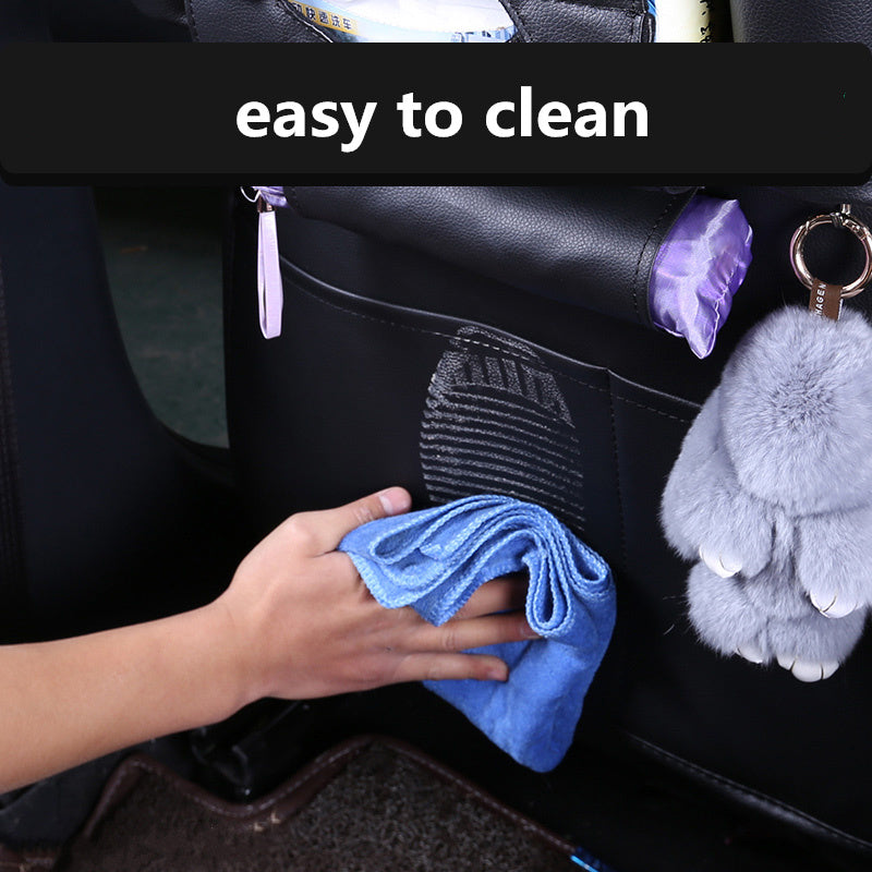 Faux Leather Car Seat Back Organizer with Multiple Pockets for Auto Accessories