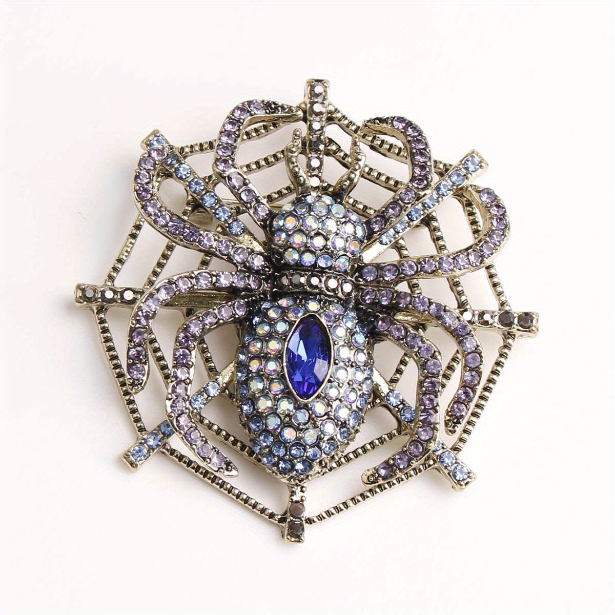 Vintage Metal Spider Brooch Rhinestone Insect Badge erkaklar va ayollar uchun
