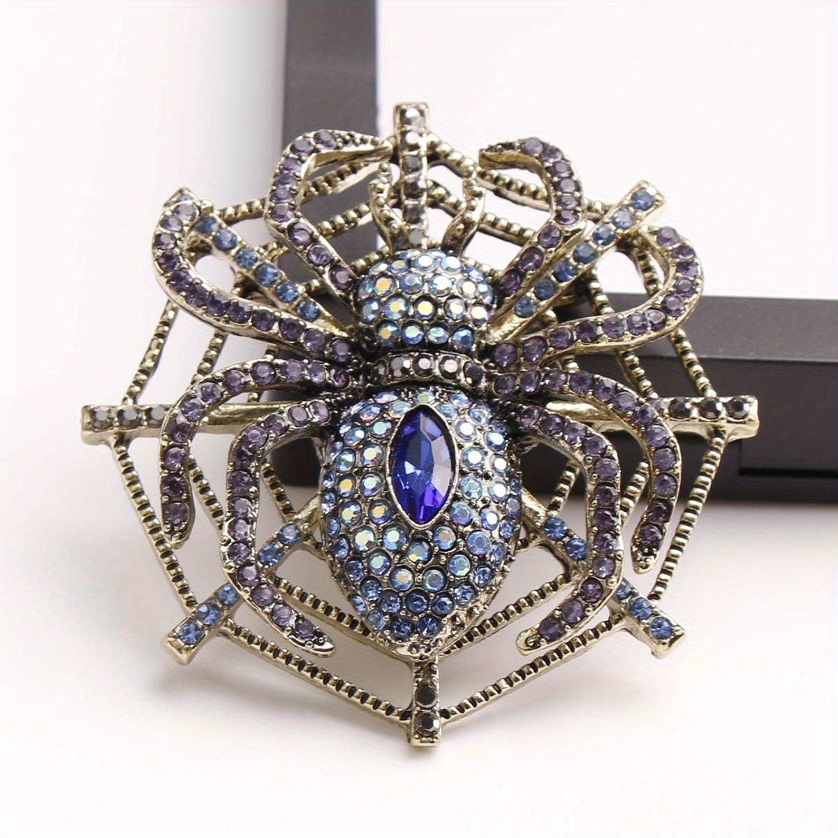 Vintage Metal Spider Brooch Rhinestone Insect Badge erkaklar va ayollar uchun