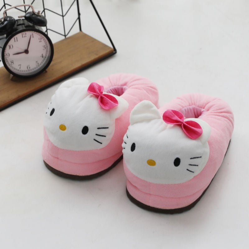 Women's Plush Cat Slippers Winter Warm Full-Cover House Shoes