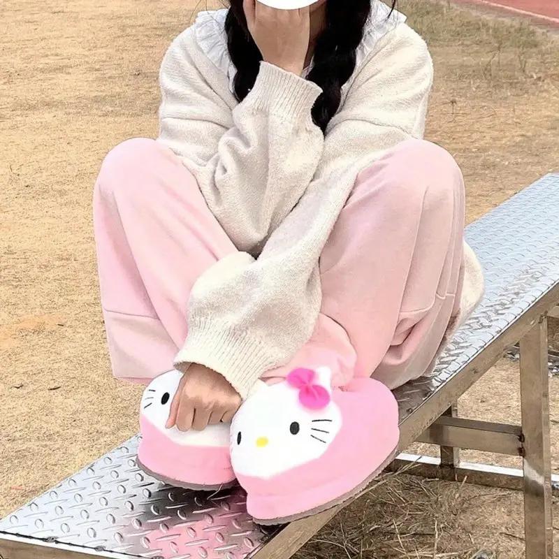 Women's Plush Cat Slippers Winter Warm Full-Cover House Shoes