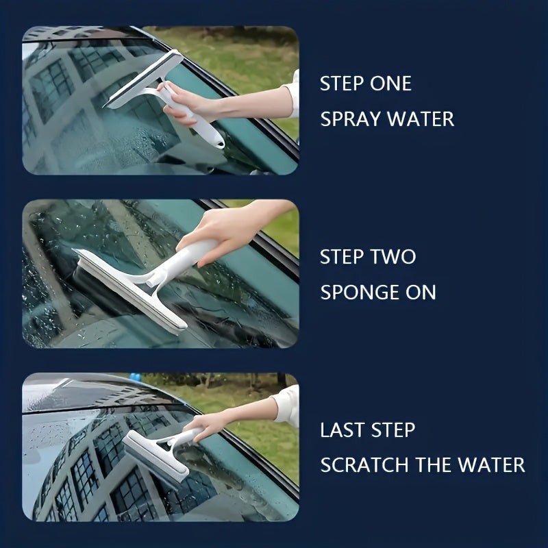 3-in-1 Handheld Windshield Wiper with Scraper and Sprayer for Windows and Glass