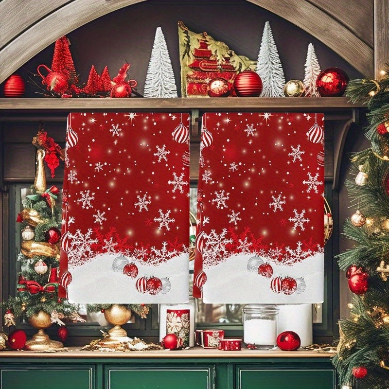 Set of 2 Christmas Kitchen Towels 45x66cm Polyester Cartoon Festive