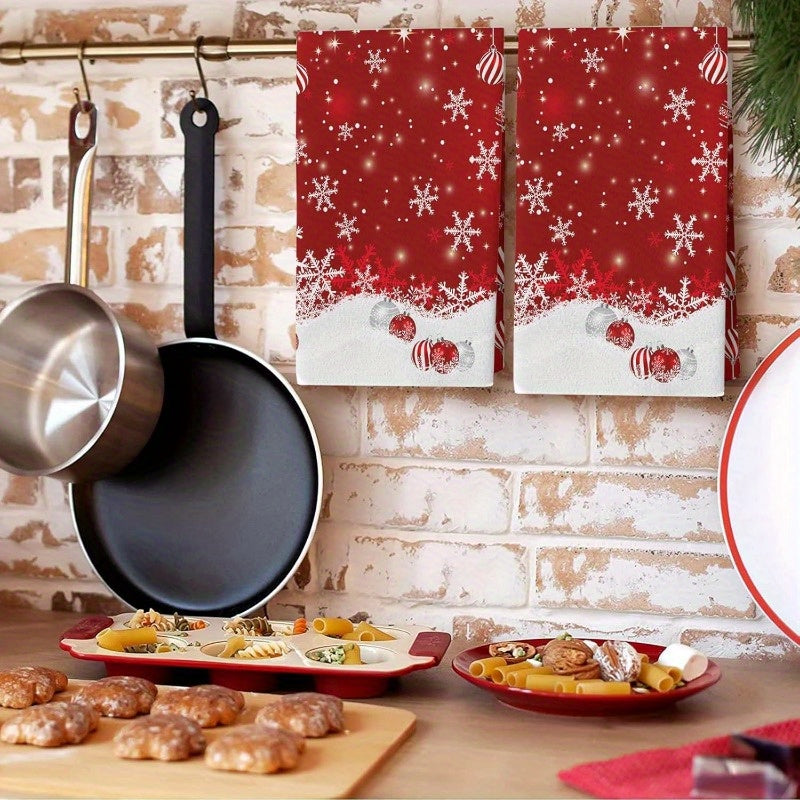 Set of 2 Christmas Kitchen Towels 45x66cm Polyester Cartoon Festive