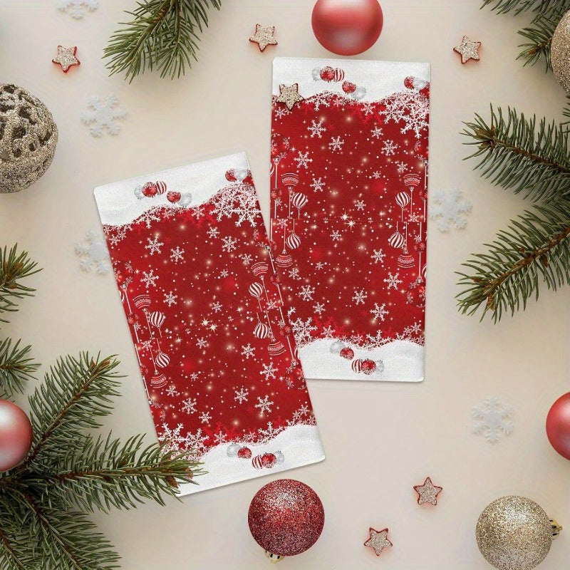 Set of 2 Christmas Kitchen Towels 45x66cm Polyester Cartoon Festive