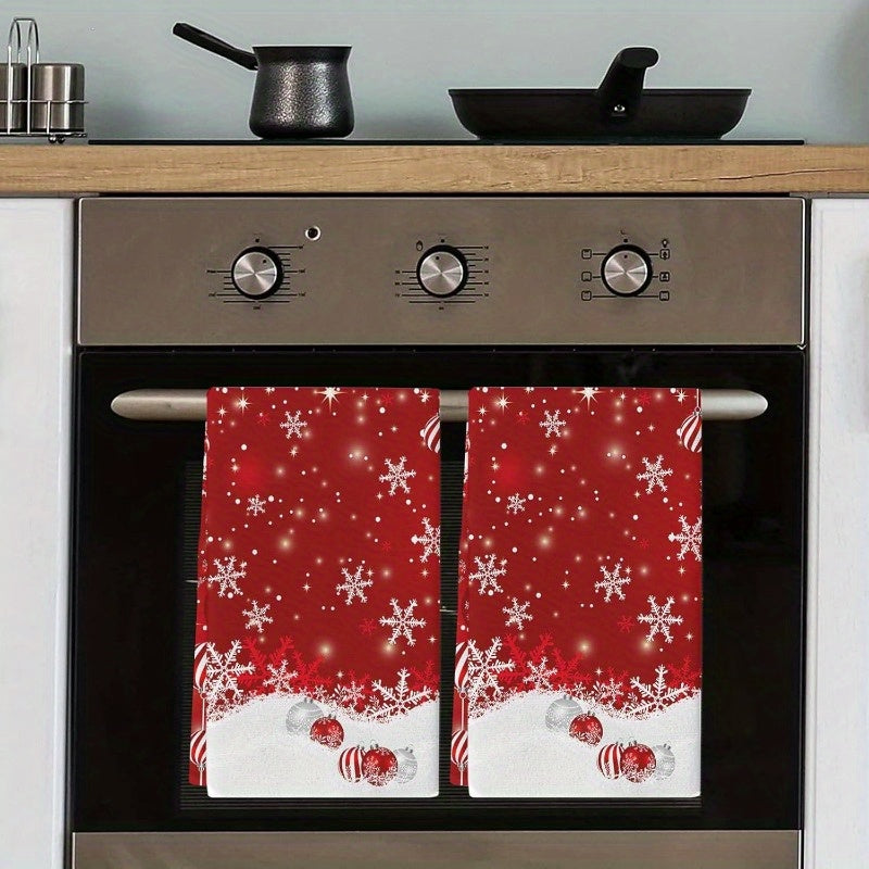 Set of 2 Christmas Kitchen Towels 45x66cm Polyester Cartoon Festive