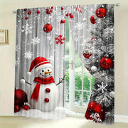 2-Pack Polyester Christmas Curtains Snowman and Ornaments Holiday Window Treatments for Living Room Kitchen Dining