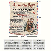 Fleece Blanket for Daughters with Spanish Dad's Letter Digital Print Thick Warm Machine Washable