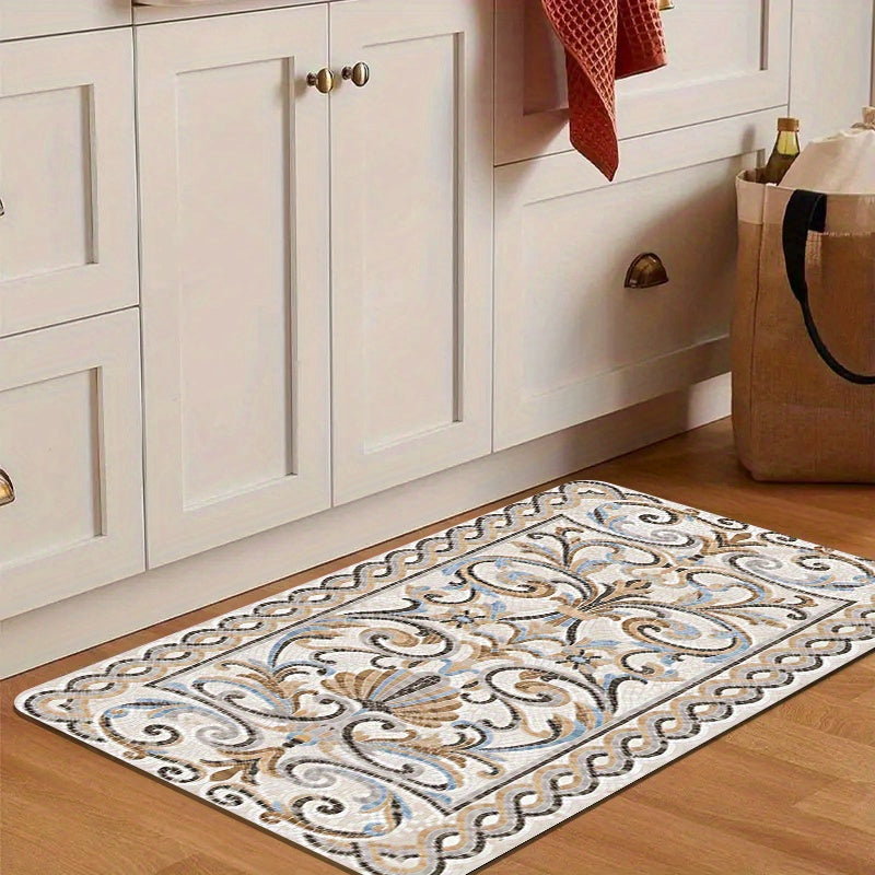 Floral Pattern Anti-Fatigue Kitchen Floor Mat Non-Slip Wear-Resistant 1.09cm Thick