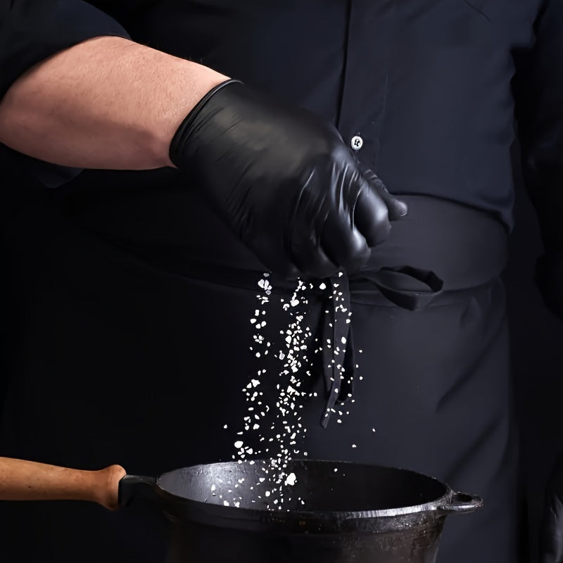 200 Black Disposable Nitrile Gloves Powder Latex Free Waterproof for Cleaning Tattoo Haircut