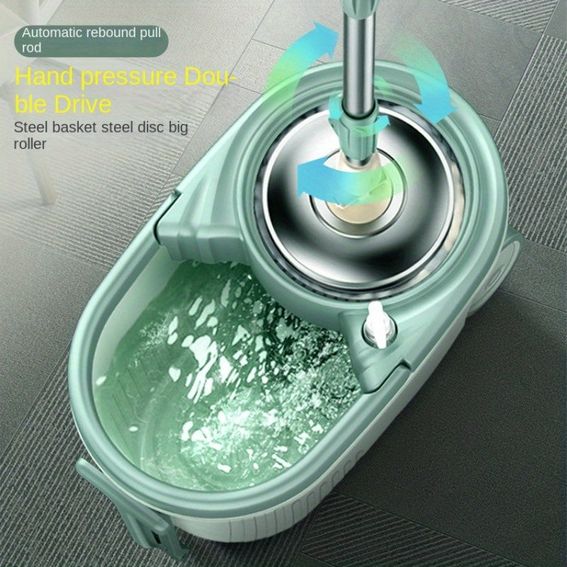 Rotating Mop Bucket Set with Double Drive for Kitchen and Household Cleaning