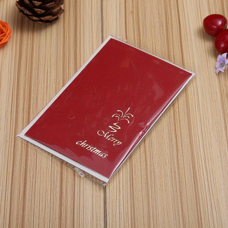 3D Pop-Up Christmas Card with Festive Castle and Tree Design Hollow Plastic Holiday Greeting Card