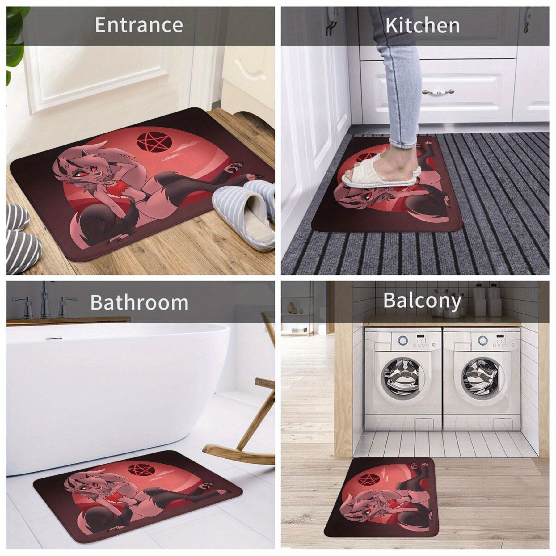 Anime Personaj Polyester Doormat Qattiq yopishmaydigan ichki hammom matosi to'rtburchak yengil