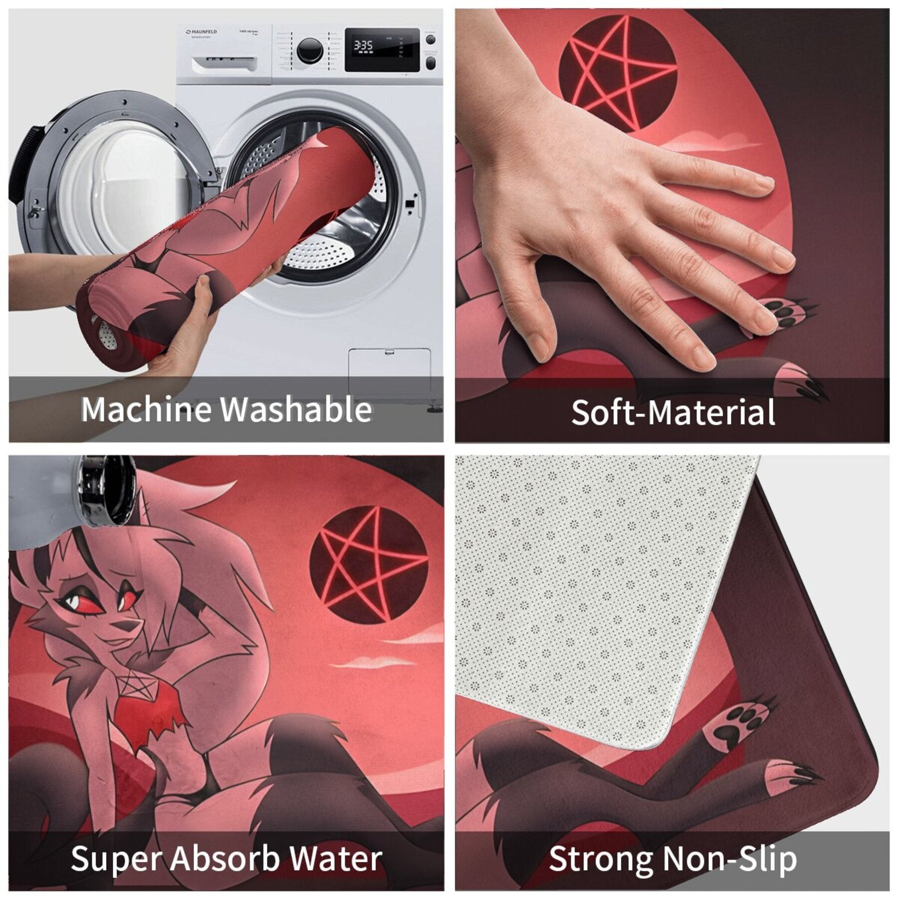 Anime Personaj Polyester Doormat Qattiq yopishmaydigan ichki hammom matosi to'rtburchak yengil