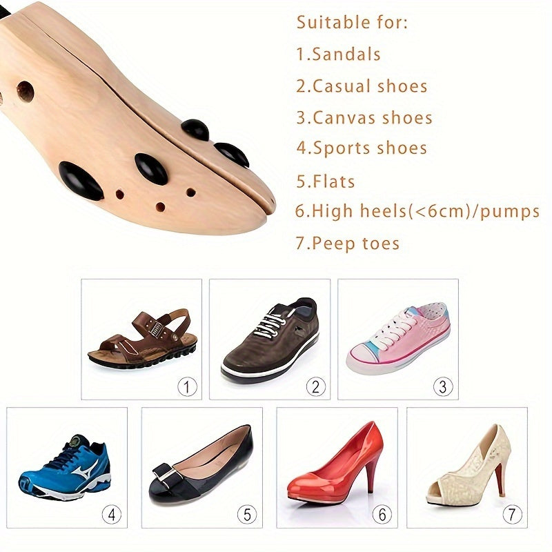 Keng oyoqlar uchun yog'och poyabzal kengaytirgichi, uniseks, qulay moslashuv, quvvat talab qilmaydi, bir nechta o'lchamlarda mavjud.