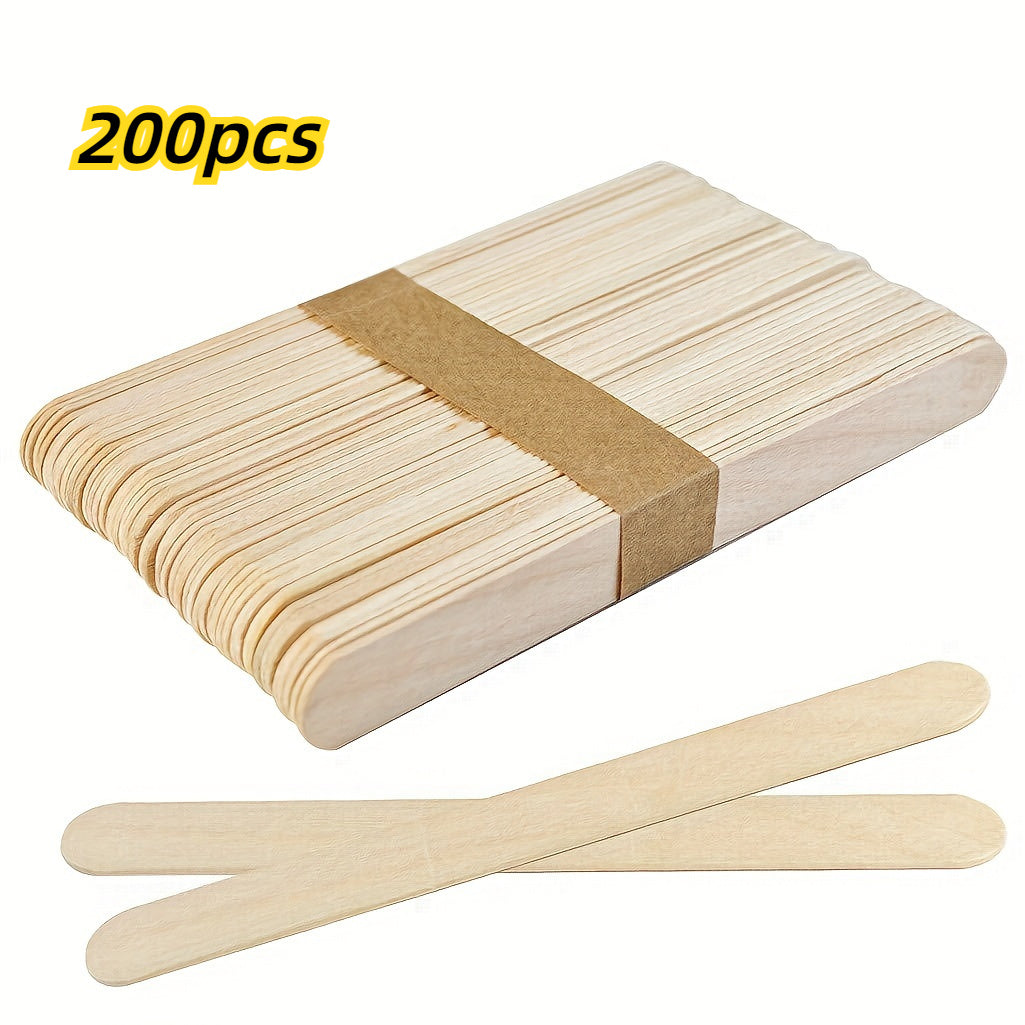 200PCS Natural Wooden Wax Sticks Hair Removal Exfoliation DIY Strips