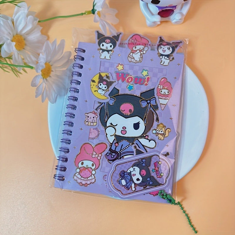 DIY Journal Kit with Coil Notebook Stickers and Charms for Teens and Adults in Blue Purple Pink