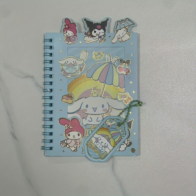 DIY Journal Kit with Coil Notebook Stickers and Charms for Teens and Adults in Blue Purple Pink