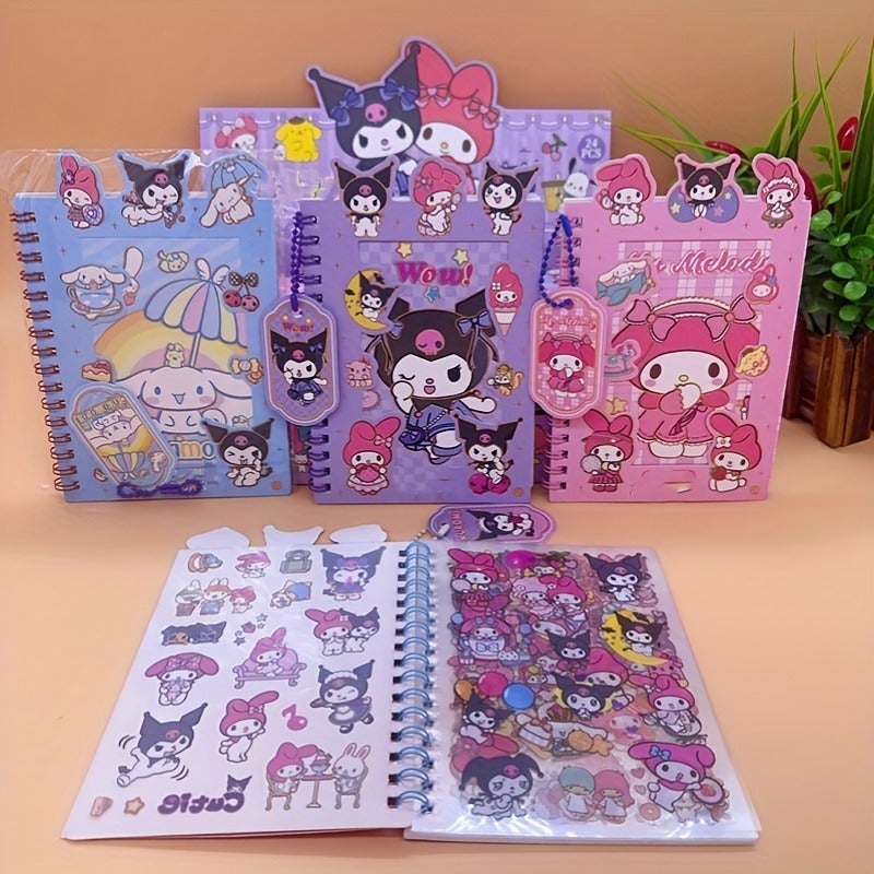 DIY Journal Kit with Coil Notebook Stickers and Charms for Teens and Adults in Blue Purple Pink