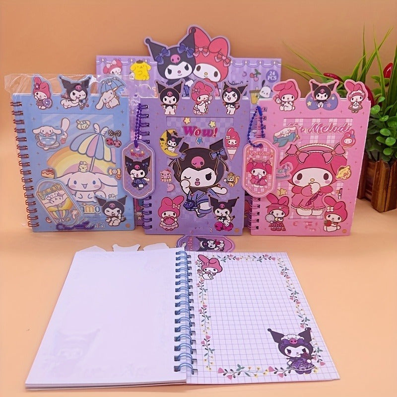 DIY Journal Kit with Coil Notebook Stickers and Charms for Teens and Adults in Blue Purple Pink